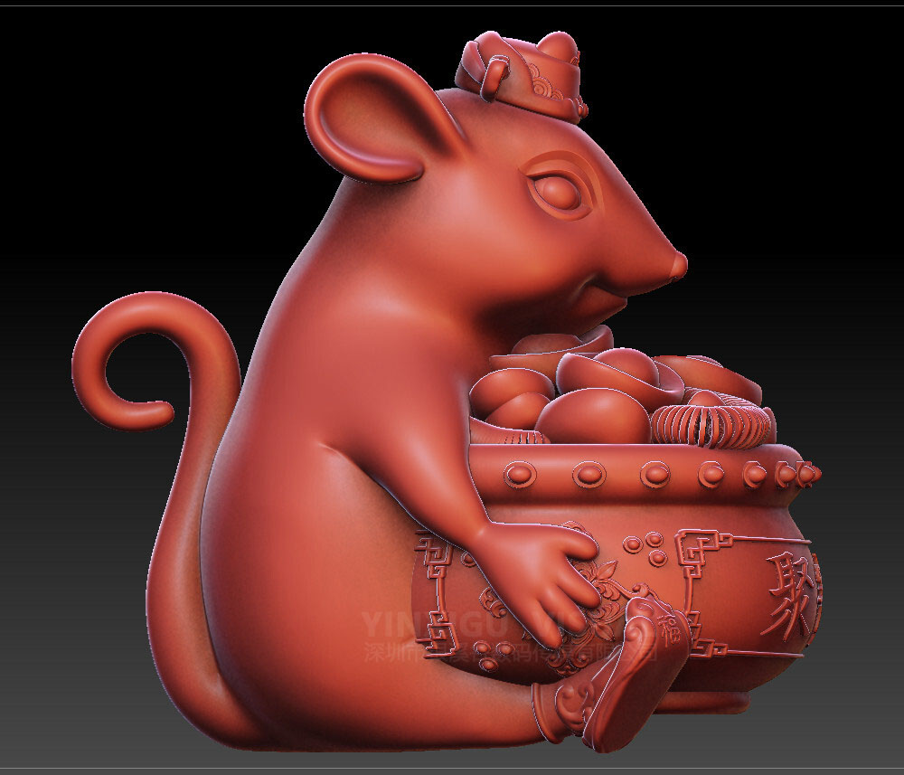 老鼠工艺品3D建模(图2)